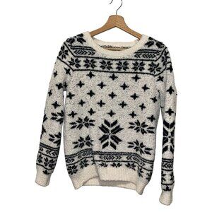 Barefoot Dreams White/Black CozyChic Seaside Soft Pullover Sweater Women's XS